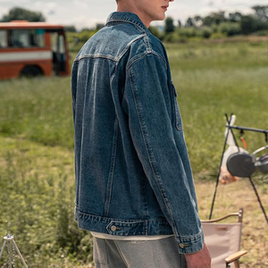 Custom Logo Mens Denim Jacket Vintage Style <b>Button</b> Up Cotton Windbreaker High Quality Outerwear For Motorbike Rider Outdoorwear - Product Image 5