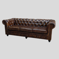 Premium Vintage Look lujo 3 plazas marrón oscuro cojín Chesterfield cuero sofá Chesterfield restaurante sofá Hotel muebles