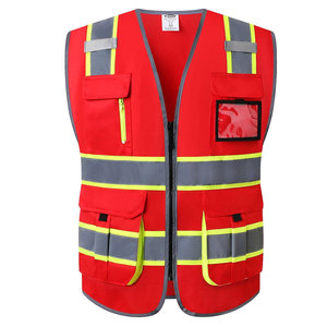 Chaleco de Seguridad Reflectante de Alta Visibilidad Rojo con Múltiples Bolsillos, Ropa de Trabajo Unisex de Buena Calidad, Chaleco con Bolsillos Tipo Cargo - Product Image 1
