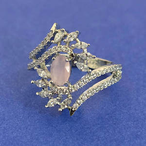 Artificial Jewellery Exporter in India American Diamond <b>Adjustable</b> <b>Ring</b> with Rhodium Plating 444824 - Product Image 5