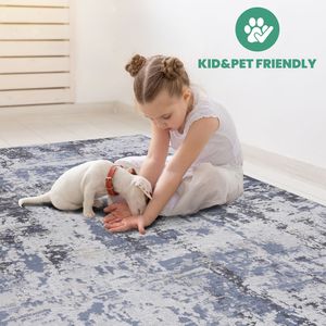 PAYAS Collection 2X8 Abstract <b>Runner</b> <b>Rug</b> in Grey/Denim Stylish Home Decor - Product Image 6