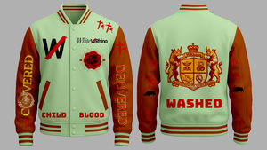 Chaqueta Varsity con mangas de cuero PU y bordado directo - Product Image 4