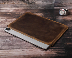 Genuine Leather Tablet Sleeve Tablet Pouch Brown Soft Protective Case for Tablet Business Travel Tablet Case Leather - Product Image 2