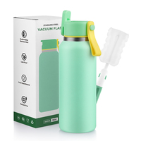 Bouteille d'eau portable personnalisable avec logo, en acier inoxydable 304 à double paroi, 180, 270, 360, 480 ml, avec couvercle à paille, pour l'extérieur