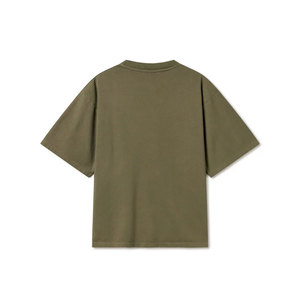 เสื้อยืดคอกลมทรงปกติสำหรับผู้ชาย ผ้าฝ้ายเนื้อหนัก 100% ทรงหลวมไหล่ตก สไตล์ไฮสตรีท ผ้าหวีอย่างดี ด้านหน้าเรียบ - Product Image 2