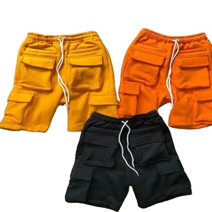 Pantalones Cortos de Hombre, Cintura Media, Estilo Cargo, Color Sólido, Cierre con Cordón, Diseño Casual con Bolsillos, Tejido Transpirable de Algodón y Fibra de Bambú - Product Image 1