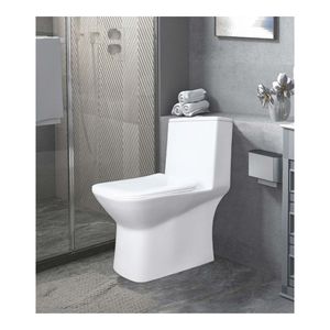 WC d'angle monobloc moderne et abordable en porcelaine blanche 675x370x755mm pour usage commercial et construction - Product Image 1