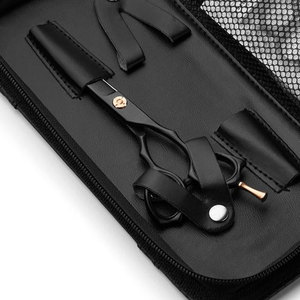 Tijeras de Peluquería Profesionales MIRHA, Acero Inoxidable, Diseño Delgado y Giratorio 360 Grados, Acabado Negro Mate Premium - Product Image 4