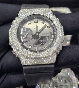 Reloj G-Sh0 Totalmente Cubierto de Diamantes, Estilo Bust Down Personalizado con Diamantes Moissanite VVS, Reloj de Lujo Hip Hop - Product Image 4