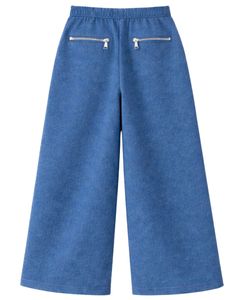 Pantalones Cargo Anchos de Felpa Azul Acero Personalizados para Mujer, con Cintura Elástica, Bolsillos con Cremallera, Estilo Casual Urbano, Pantalones de Invierno - Product Image 2