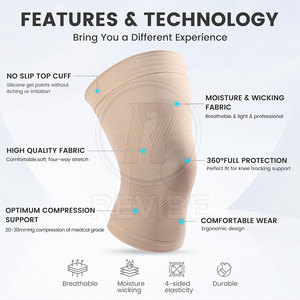 <b>High</b> Quality Breathable Compression <b>Knee</b> Sleeves for Unisex Fitness Performance and Training Nylon/Polyester Material - Product Image 3