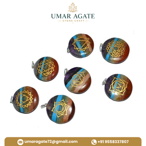 Premium Chakra Bonded Stones Semiprecious Stone Craft 7 Chakra Bonded Palm Stone Carved Engraved Stones for Jewelry - Product Image 2
