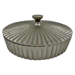 Custom Textured Gold Metal Box with <b>Lid</b> Handcrafted Sunburst Design Jewelry Organizer for Boutique Retail or Kitchen Accessories - Product Image 6
