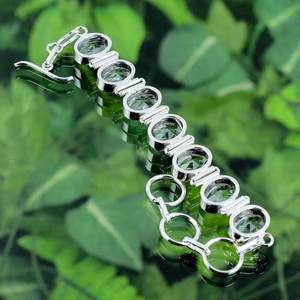 Pulsera de Topacio Blanco Hecha a Mano, Plata de Ley 925, Chapada en Oro de 14K, Joyería de Lujo, Regalo para Mujer, Diseño Elegante y Ajustable - Product Image 4
