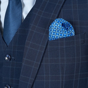 Traje de Boda Formal para Hombre, Hecho a Medida, Corte Entallado, Talla Grande, con Chaqueta, Pantalones y Chaleco, Modelo NA19, Diseño a Cuadros - Product Image 3