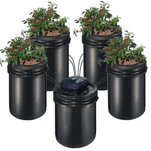 Sistema Hidropónico RDWC de Cultivo en Agua Profunda Recirculante con 4 Cubetas de 5 Galones de Capacidad, Equipo de Riego e Hidroponía - Product Image 1