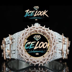 Reloj Mecánico para Mujer Ice Look, Esfera Color Rodio, Acero Inoxidable, Brazalete de Moissanita, Cristal de Zafiro Luminoso, 42mm, Moda - Product Image 5
