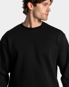 Sudadera de cuello redondo para hombre, de poliéster/algodón, de peso pesado, lavada, de ajuste holgado, de manga larga, de punto, con patrón liso, esencial para el invierno. - Product Image 4