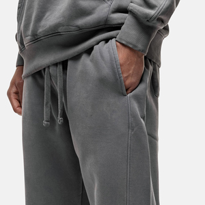 Pantalones Deportivos de Algodón Gris para Hombre, Cintura Elástica con Cordón, Corte Holgado Informal, Pierna Recta, Anti-Pilling, Peso Medio, para Otoño - Product Image 5