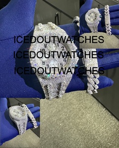 Fashionable VVS Moissanite <b>Iced</b> <b>Out</b> Hip Hop Stainless Steel Glass Diamond <b>Watch</b> Studded Fashion Chronography Mechanical - Product Image 4