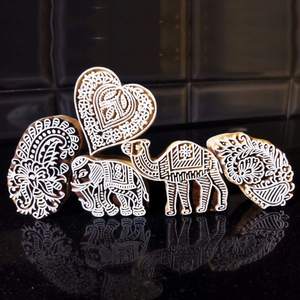 Wooden Bohemian Blocks Printing Stamp <b>Set</b> for Kids Saree Border DIY Henna Fabric Textile Paper <b>Clay</b> Pottery Hand-Carved Craft - Product Image 3