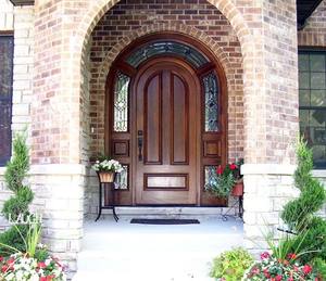 Puerta Lateral de Madera Sólida Minimalista de Alta Durabilidad para Uso en Interiores y Exteriores con Acabado Aislante para Villa - Product Image 1