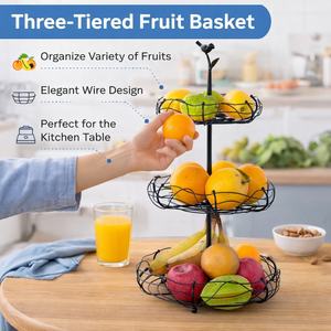 Panier de rangement multicouche en métal pour fruits et légumes, panier de rangement créatif pour le salon, organisateur de collations - Product Image 2