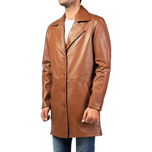 men leather coat real leather winter warm long coat casual wear men leather coat genuine leather classic winter long coat - Product Image 3