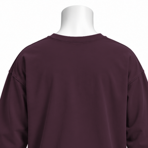Camiseta de Manga Larga de Algodón Grueso Color Borgoña, Corte Holgado, Hombros Caídos, Estilo Lavado, Unisex, Moda Urbana - Product Image 4