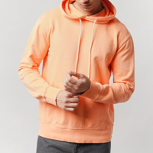 Sweat-shirt à capuche en coton orange pour homme, coupe classique, décontracté, avec poche avant, idéal pour l'automne - Product Image 6