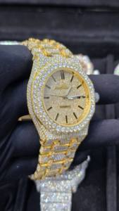 นาฬิกาข้อมือหรูหรา หน้าปัดอนาล็อก ประดับเพชรโมอิสซาไนต์ สำหรับผู้ชายและผู้หญิง ระบบจักรกลอัตโนมัติ กันน้ำ หน้าปัดขนาด 43 มม. สายขนาด 22 มม. สไตล์ฮิปฮอป - Product Image 2