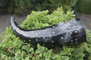 Corne à boire nordique artisanale imperméable avec bordure métallique, couleur naturelle, pour méad, cadeau d'affaires pour les fans - Product Image 5