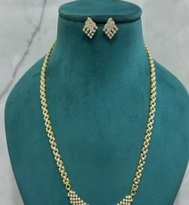 IMPRESIONANTE SPARKLES Lovely Moissanite Gold Plated Brass Collar Pendientes Set Mujeres Tradicional Boda Compromiso Regalo - Product Image 2