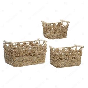 SWIRL Collection Organizer <b>Kitchen</b> <b>Tray</b> Seagrass Water Hyacinth <b>Tray</b> Storage Basket Set Holder Home Décor - Product Image 2