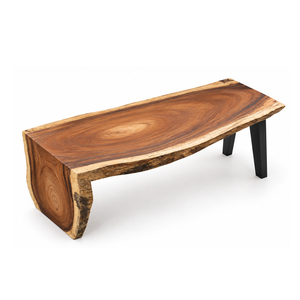 Custom Crafted Solid Suar <b>Wood</b> <b>Rustic</b> Waterfall Arvana <b>Dining</b> <b>Table</b> with Natural Edge Top and Statement Base for B2B Bulk Buyers - Product Image 2