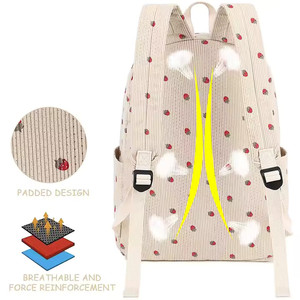 <b>Back</b> <b>Pack</b> Bags Gym Travel School Bag Customized Logo Printing Embroidery Polyester Corduroy Large Capacity Unisex <b>Back</b> <b>Pack</b> Bags - Product Image 2