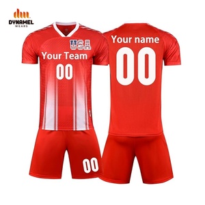 Ensemble de maillots de football personnalisés DYNAMEL WEARS, manches courtes, col rond, séchage rapide, uniforme de football à rayures pour hommes - Product Image 2
