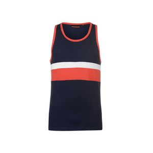 Camiseta sin mangas para hombre HSI con bloques de color, cuello mandarín, tejido a rayas, transpirable, de poliéster/algodón, para uso casual. - Product Image 1