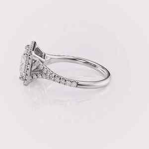 Princess Cut Lab Grown <b>Diamond</b> Halo Ring Pavé Band Solid 925 Sterling Silver - Product Image 3