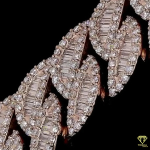 Chaîne cubaine Miami Baguette de luxe avec diamants Moissanite en argent sterling 925, passe le testeur de diamants, bijoux Hip Hop - Product Image 6