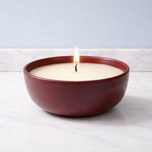 Crimson Glow Ceramic Candle Vessel Wide Bowl Thick Durable Heat Resistant Smooth Matte Glaze Single Wick Premium Home Decor - Product Image 1