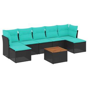 Juego de sofás de patio de ratán sintético negro de 8 piezas con cojines, elegantes muebles de exterior - Product Image 2