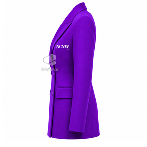 NCNW Sorority Women's Double Breasted Blazer Purple Embroidered Peak Lapel Tailored Formal Business Office <b>Suit</b> Jacket - Product Image 3