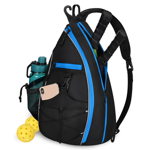 Crossbody Nylon Sport <b>Backpack</b> With Zipper Closure <b>Water</b> <b>Resistant</b> Black Bag For Outdoor Activities - Product Image 5