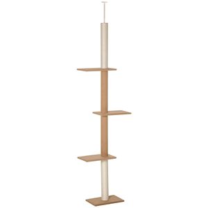 Natural <b>Light</b> Brown Cat Tree Eco-Friendly Sisal Covered Scratching <b>Posts</b> Floor Ceiling Cat Scratcher for Kittens Carton Packing - Product Image 1