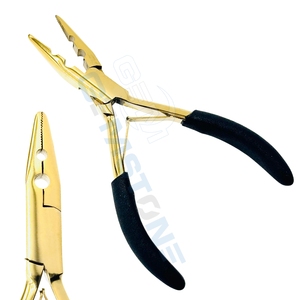 Alicate Profesional de Acero Inoxidable de 2 Orificios para Extensiones de Cabello, Cerrador de Microperlas de 5.5 Pulgadas, Herramienta de Engarzado para Micro Anillos, Uso Comercial Dorado - Product Image 4