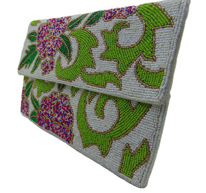 Pochette de soirée Lowellcraft brodée pour mariage, sac enveloppe pour femme, motif géométrique en satin perlé fantaisie, de Delhi - Product Image 3