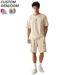 Conjunto de Dos Piezas de Verano para Hombre, Estilo Urbano, Transpirable, de Algodón Tejido, Camiseta y Pantalones Cortos, Atuendo Informal, Logotipo Personalizado, OEM, ODM, Marcas al por Mayor - Product Image 6