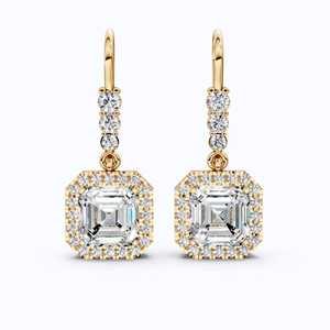 Pendientes Colgantes de Diamantes Asscher Halo en Oro Blanco de 10KT, Certificados por IGI, Joyería de Moda para Novia, Boda, Aniversario, Regalo - Product Image 4