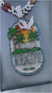 Collar Unisex de Lujo en Oro de 14K y Plata de Ley con Baño de Rodio Negro, Colgante con Piedra de Moissanita, Estilo Hip Hop con Esmalte - Product Image 2